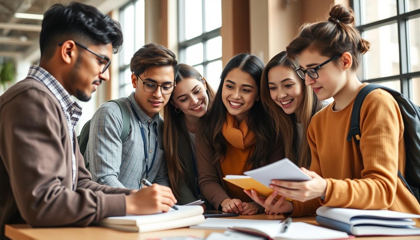 Students collaborating in study space